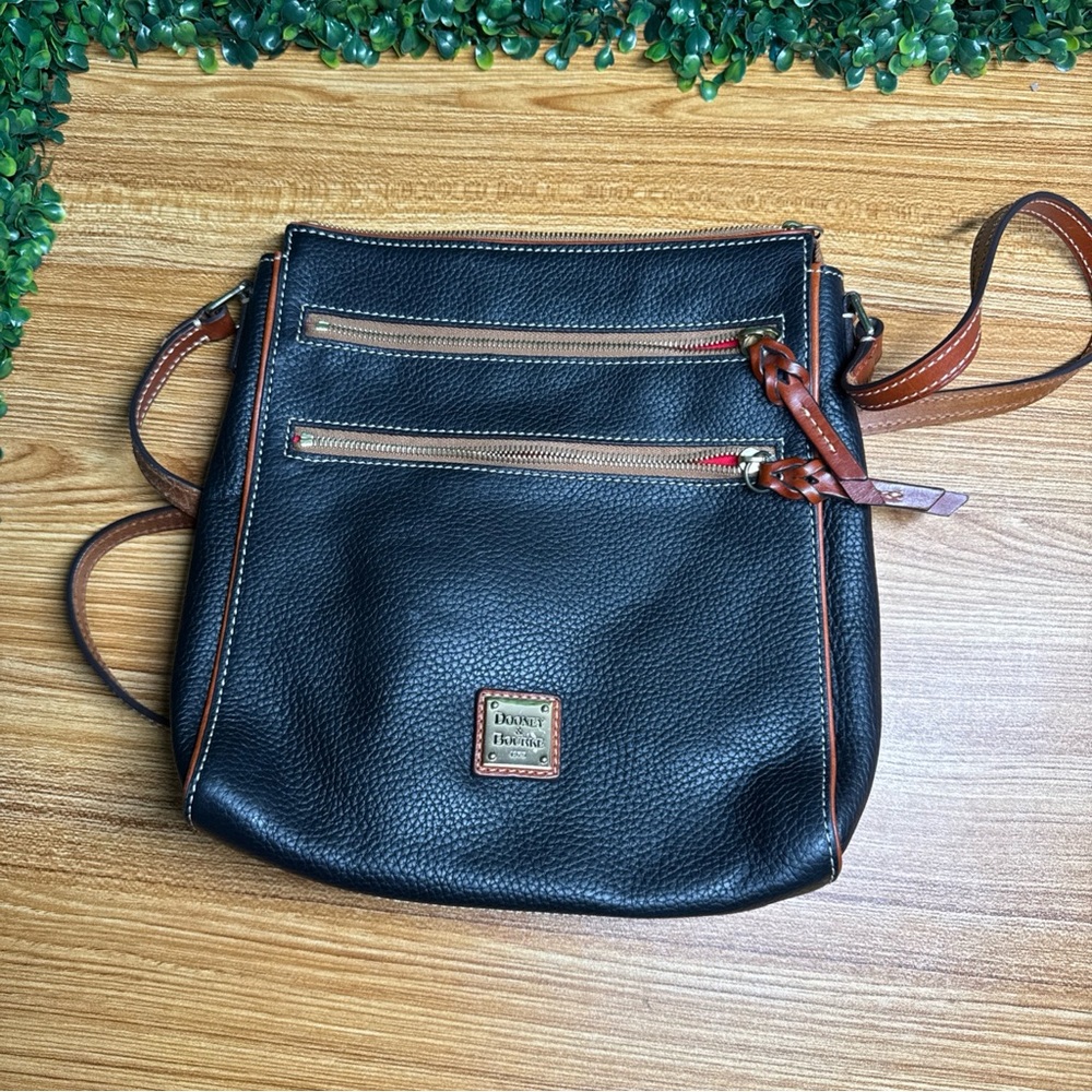 Dooney & Bourke Black Crossbody Bag with Brown Trim